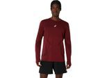 Laufshirt ASICS "ROAD SEAMLESS LS TOP", Herren, Gr. XXL, rot (dunkelrot planet), Obermaterial: 65% Polyamid, 35% Polyester, normal, Rundhals, Shirts Laufshirt