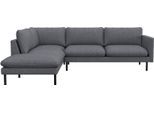 Ecksofa FLEXLUX "Bolzano Designsofa, bequem durch Kaltschaum im Sitz, L-Form", blau (navy blau), B:262cm H:61cm T:222cm, 62% Polyester, 17% Cotton, 14% Viscose, 7% Linen, Sofas, Ecksofa, lose Sitz -& Rückenkissen, hohe Füße