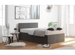 Boxspringbett, grau (anthrazit), B:155cm L:210cm, Bezug: 100% Polyester;Polsterwatte: 100% Polyester, WESTFALIA SCHLAFKOMFORT, Komplettbetten, Boxspringbett, mit Zierkissen, wahlweise mit Topper