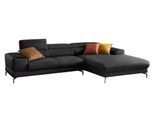Ecksofa W.SCHILLIG "Piedroo, Designsofa mit tollem Sitzkomfort, elegant und bequem, L-Form", grau (anthrazit s37), B:303cm H:70cm T:193cm, Stoff S37 (100% Polyester): Luxus-Microfaser in Lederoptik, Sofas, Ecksofa, Kopfteilverstellung, wahlweise mit Sitztiefenverstellung, Breite 303cm