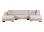 Wohnlandschaft HOME AFFAIRE "Langeland U-Form", beige (creme), B:297cm H:85cm T:163cm, 100% Polyester, Sofas, Wohnlandschaft, incl. 2 Zierkissen, Recamiere wahlweise links oder rechts