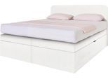 Boxspringbett, weiß, B:145cm L:212cm, Box und Kopfteil: Microvelours (100% Polyester) oder Kunstleder (Polyurethan);Bezug der Obermatratze: 100% Polyester, WESTFALIA SCHLAFKOMFORT, Komplettbetten, Boxspringbett, wahlweise mit Bettkasten