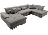 Wohnlandschaft "SO 4100 komfortable Federkernunterfederung, inkl. Kopfteilverstellung", grau (grau 10), B:365cm H:80cm T:225cm, SET ONE BY MUSTERRING, Sofas, Wohnlandschaft, wahlweise Bettfunktion und Sitztiefenverstellung, U-Form