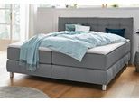 Boxspringbett HOME AFFAIRE "Salo", grau, B:194cm L:211cm, Struktur (100% Polyester);Bezug der Spiegelfläche Matratzendrell aus 100% Polyester;Samtoptik (100% Polyester), Komplettbetten, Boxspringbett, incl. Topper, 6 Breiten, 2 Härtegrade, TFK auch in Härtegrad 4