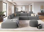 Ecksofa SIT & MORE "Cadabra L-Form", grau, B:356cm H:80cm T:292cm, Samtoptik (100% Polyester);Soft clean (98% Polyester, 2% Polyamid);Struktur fein (100% Polyester), Sofas, Ecksofa, Breite 356 cm, mit Sitztiefenverstellung