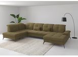 Wohnlandschaft SIT & MORE "Amica, U-Form, inkl. Sitztiefenverstellung und Armteilverstellung", grün (olive), B:357cm H:90cm T:231cm, 100% Polyester, Sofas, Wohnlandschaft, wahlweise mit Kopfteilverstellung, Bettfunktion und Bettkasten