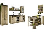 Küche HOME AFFAIRE "Sherwood", braun (küche: natur, korpus: old style hell, arbeitsplatte: anthrazit), B:280cm T:64cm, Komplettküchen-Sets, Küche, Breite 280 cm, ohne E-Geräte