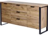 Sideboard JAHNKE "LOOP SB 150", braun (kerneiche), B:150cm H:76,2cm T:39,5cm, Holzwerkstoff, Sideboards, Sideboard, mit 2 Türen + 3 Schubladen, Breite ca. 150 cm