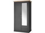 Kleiderschrank OTTO HOME "WESTMINSTER Wäscheschrank in 2 Farben, Landhausschrank Metallgriffe", grau (grau dunkel), B:108cm H:203cm T:63cm, Schränke, Kleiderschrank, Drehtürenschrank mit Spiegel, Schlafzimmerschrank, 109 cm breit