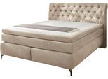Boxspringbett JOCKENHÖFER GRUPPE "Scarlett mit einer hochwertigen 7-Zonen-Tonnentaschenfederkernmatratze", beige (beige, grau 460, 29), B:192cm L:230cm, Bezug Bett: Microfaser (100% Polyester);Topper und Matratzenspiegel: 100% Polyester, Komplettbetten, Boxspringbett, und einem 9cm Kaltschaum-Topper
