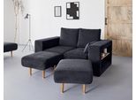 2-Sitzer "Looksvb", blau (dunkelblau), B:172cm H:96cm T:107cm, LOOKS BY WOLFGANG JOOP, Sofas, 2-Sitzer, Verwandlungssofa: aus Sofa wird Sofa mit 2 Hockern, mit Regalfunktion