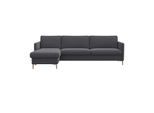 Ecksofa FLEXLUX "Fiore, super Sitzkomfort durch Kaltschaum im Sitz, L-Form", grau (dervit grau), B:247cm H:85cm T:92cm, Sofas, Ecksofa, schmale Armlehnen, Füße Alu+ Eiche