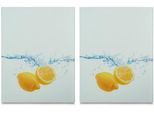Schneide- und Abdeckplatte ZELLER PRESENT "Lemon Splash", bunt (weiß, gelb, blau), B:40cm L:52cm, ESG-Sicherheitsglas, Herdabdeckplatten, Schneide- und Abdeckplatte, aus ESG-Sicherheitsglas hergestellt