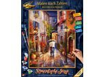 Malen nach Zahlen SCHIPPER "Meisterklasse Premium - Romantische Gasse", bunt, Malvorlagen, KinderB:40cm H:50cm, Malen nach Zahlen, Made in Germany, B:40cm H:50cm