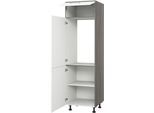 Kühlumbauschrank KOCHSTATION "KS-Trea SK-195-88", weiß (weiß, eichefarben grau), B:60cm H:195cm T:56cm, Schränke, Kühlumbauschrank, Stauraum ober- und unterhalb vom Küchenschrank, Breite 60cm Höhe 195cm