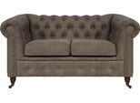 Chesterfield-Sofa HOME AFFAIRE "Aarburg", grau (stein), B:148cm H:77cm T:87cm, 100% Polyester, Sofas, Chesterfield-Sofa, aufwändige Knopfheftung und Ziernägel im Chesterfield-Design