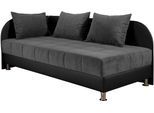 Polsterliege MAINTAL, schwarz (schwarz, grau), B:86cm L:206cm, Bezug: 100% Polyester. Seitenteile: 100% Kunstleder. Rückenteil: 100% Kunstleder, Komplettbetten, Polsterliege