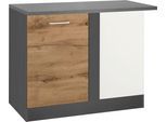 Eckunterschrank KOCHSTATION "KS-Colmar", grau (wotaneiche, grafitgrau), B:110cm H:85cm T:60cm, Holzwerkstoff, Schränke, Eckunterschrank, 110 cm, mit Metallgriff