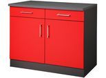 Unterschrank KOCHSTATION "KS-Paris", grau (rot, graphit), B:100cm H:85cm T:60cm, Holzwerkstoff, Schränke, Unterschrank, Breite 100 cm
