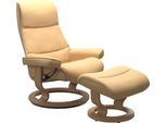 Fußhocker STRESSLESS "View", gelb, B:57cm H:40cm T:47cm, Hocker, Fußhocker, mit Classic Base,Gestell Eiche