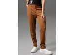 Jerseyhose ANISTON CASUAL, Damen, Gr. 40, N-Gr, braun, Jersey, Obermaterial: 63% Polyester, 32% Viskose, 5% Elasthan, unifarben, figurumspielend lang, Hosen Jerseyhose, mit Biesen verziert