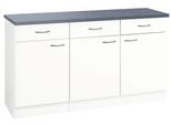 Unterschrank WIHO KÜCHEN "Kiel", weiß (front und korpus: weiß), B:150cm H:85cm T:50cm, Schränke, Unterschrank, 150 cm breit, 50 cm tief