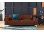 2,5-Sitzer W.SCHILLIG "montanaa", braun (tobacco z69), B:232cm H:78cm T:94cm, Sofas, 2 5-Sitzer, mit Metallkufen in Chrom glänzend, Breite 232 cm
