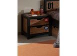 Nachtkommode VIPACK "Alex, Kiefer teilmassiv gebeizt, Rahmen in schwarz", beige (natur), B:50cm H:45cm T:45cm, Sideboards, Nachtkommode, stabil gebaut, rechts oder links anstellbar