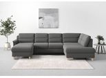 Wohnlandschaft SIT & MORE "Farö U-Form", grau, B:325cm H:90cm T:187cm, Sofas, Wohnlandschaft, inklusive Federkern, wahlweise mit Bettfunktion und Bettkasten