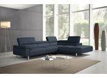 Ecksofa EGOITALIANO "Malika, elegant und bequem, Designsofa, L-Form", grau (smoke), B:300cm H:94cm T:107cm, Leder »BULL« (echtes Rindsleder). Geschliffenes, pigmentiertes und behandeltes Rindsleder mit einer Dicke von 1, 3-1, 5 mm. Dieses Leder zeigt eine ziemlich weiche Hand mit einem halb undurchsichtigen Aussehen. Es handelt sich um ein geschütztes Leder. Eine leichte Deckschicht schützt sie vo