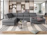 Wohnlandschaft SIT & MORE "Cabrio U-Form, B: 359 cm, mit Sitztiefen-, Arm- & Kopfteilverstellung", grau, B:359cm H:87cm T:230cm, 100% Polyester, Sofas, Wohnlandschaft, 3 Nierenkissen, Federkern, optional Bettfunktion und Stauraum
