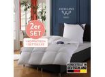 Daunenbettdecke + 3-Kammer-Kopfkissen EXCELLENT "Wien", weiß, B/L: 155cm x 220cm Anzahl Teile 1, B/L: 80cm x 80cm Anzahl Teile 1, Bezug: Baumwolle Füllung: Entendaune/-feder, warm, Bettdecken Bezug: 100% Baumwolle. Kopfkissen Bezug: 100% Baumwolle. Bettdecken Füllung: 90% Daunen, 10% Federn. Füllung Außenkammer: 60% Daunen, 40% Federn. Füllung Innenkammer: 100% Federn, Bettwaren-Sets, Daunenbettde