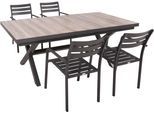 Garten-Essgruppe GARDEN PLEASURE "Tischgruppe »RANA/TREVISO Set 01«", schwarz (schwarz, dunkelgrau, anthrazit), Aluminium, Sitzmöbel-Sets, Garten-Essgruppe, 4 Stühle (stapelbar), Tisch LxB: 202x100 cm