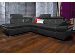 Ecksofa EXXPO - SOFA FASHION "Salerno, Funktionssofa, hoher Sitzkomfort, Breite 268cm, L-Form", schwarz, B:268cm H:77cm T:204cm, NaturLeder;Primabelle-Microfaser (100% Polyester);Luxus-Kunstleder, Sofas, Ecksofa, inkl. Kopf- und Armteilverstellung, wahlweise mit Bettfunktion