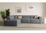 Ecksofa HOME AFFAIRE "Noord mit Kedernaht, Breite 282 cm, L-Form", grau (anthrazit), B:282cm H:71cm T:222cm, 100% Polyester, Sofas, Ecksofa, Webstoff, mit Wellenunterfederung, Massivholzrahmen