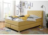 Boxspringbett HOME AFFAIRE "Parla", gelb (curry), L:218cm, 100% Polyester, Komplettbetten, Boxspringbett, incl. Topper, 4 Farben in 4 Breiten, 2 Härtegraden, 3 Matratzenarten