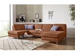 Wohnlandschaft SIT & MORE "Clio U-Form", braun (cognac), B:319cm H:89cm T:190cm, Sofas, Wohnlandschaft, wahlweise mit Bettfunktion und Bettkasten, inklusive Federkern