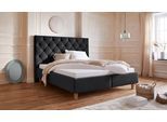 Polsterbett HOME AFFAIRE "Sunley 140", grau (anthrazit), B:203cm L:210cm, Struktur (100% Polyester);Samtstoff (100% Polyester), Betten, Polsterbett, Kreuzsteppung, Kopfteilhöhe 142 cm, ohne oder mit Matratze/Lattenrost