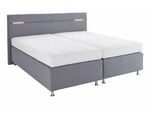 Boxspringbett, grau (strukturstoff grau), mit LED-Beleuchtung, Liegefläche B/L: 200cm x 200cm, H3, 7-Zonen-Kaltschaummatratze, Bezug Unterbox und Kopfteil: Strukturstoff (77% Polyester und 23% Viskose);Bezug Obermatratze 100% Polyester, waschbar bis 60C, WESTFALIA SCHLAFKOMFORT, Komplettbetten, Boxspringbett, wahlweise mit LED-Beleuchtung