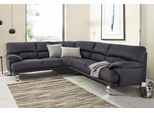 Ecksofa TRENDMANUFAKTUR "Cecilia II, in italienischen Design, bequem, hoher Sitzkomfort, L-Form", grau (dunkelgrau), B:280cm H:87cm T:240cm, Microfaser Vintage (100% Polyester);Struktur (100% Polyester);Struktur fein (100% Polyester), Sofas, Ecksofa, extrabreite Armlehnen für noch mehr Sitzkomfort