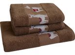 Handtuch Set DYCKHOFF "Lama", braun, 3 Stk., Walkfrottier, Walkfrottier, Obermaterial: 100% Baumwolle, Handtuch-Sets, Handtuch Set, mit Lamabordüre; 2 Handtücher (50x100cm), 1 Duschtuch (70x140cm)
