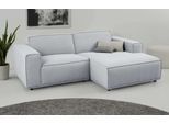 Ecksofa HOME AFFAIRE "Avelin, 228 cm, L-Form, Chenille, Struktur-Boucle", silber, B:228cm H:75cm T:156cm, 100% Polyester, Sofas, Ecksofa, mit Wellenunterfederung, Kedernaht, bodentief, Skandi-Design