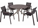 Garten-Essgruppe GARDEN PLEASURE "Tischgruppe »SOPHIA«", grau (pfefferschwarz (industrial),), Edelstahl, Kunststoff, Sitzmöbel-Sets, Garten-Essgruppe, 4 Stühle (stapelbar), Tisch Ø110 cm
