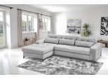 Ecksofa EXXPO - SOFA FASHION "Bonito, mit Rücken- und Sitztiefenverstellung, inkl. Bett & Bettkasten", grau (warm grau), B:260cm H:85cm T:176cm, Sofas, Ecksofa, Sitztiefenverstellung,Höhenverstellung