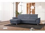 Ecksofa SIT & MORE "Astoria L-Form", blau (graublau), B:260cm H:91cm T:175cm, 100% Polyester, Sofas, Ecksofa, wahlweise mit motorischer Relaxfunktion