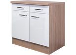 Unterschrank FLEX-WELL "Florenz", weiß (hochglanz weiß, sonoma eiche), B:80cm H:86cm T:57cm, Holzwerkstoff, Schränke, Unterschrank, (B x H x T) 80 x 86 x 60 cm, für viel Stauraum