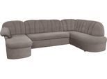 Wohnlandschaft DOMO COLLECTION "Pegnitz, zeitlos&modern, elegante Rückensteppung, Breite 292cm, U-Form", grau (stone), B:292cm H:82cm T:180cm, 100% Polyester, Sofas, Wohnlandschaft, wahlweise mit Bettfunktion
