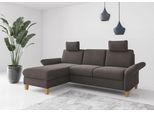 Ecksofa HOME AFFAIRE "Rochelle, L-Form", grau (fango), B:251cm H:90cm T:164cm, 100% Polyester, Sofas, Ecksofa, wahlweise mit Armteilverstellung, Bettfunktion und Bettkasten