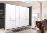 Falttürenschrank WIEMANN "Loft, Kleiderschrank, Schrank, Wäscheschrank, mit Glasfront", weiß (weiß, weiß glas), B:200cm H:216cm T:58cm, Schränke, Falttürenschrank, inkl. gepämpften Schubkästen und Türen, mit Panoramaöffnung