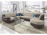 Wohnlandschaft TRENDMANUFAKTUR "Rondo 3, zeitlos und modern, im Materialmix, U-Form", braun (braun, sand, beige), B:320cm H:85cm T:94cm, Kunstleder SOFTLUX / Struktur (77% Polyester; 23% Polyacryl);Luxus-Microfaser ALCAZAR (100% Polyester) / Feinstruktur (100% Polyester), Sofas, Wohnlandschaft, wahlweise für mehr Komfort mit Federkern, wahlweise mit Bettfunktion